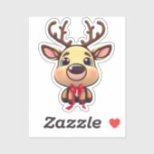クリスマストナカイ、鹿と〔雄ジカの〕枝角、漫画グラフィック シール (シート)
