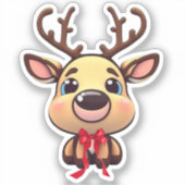 クリスマストナカイ、鹿と〔雄ジカの〕枝角、漫画グラフィック シール (正面)