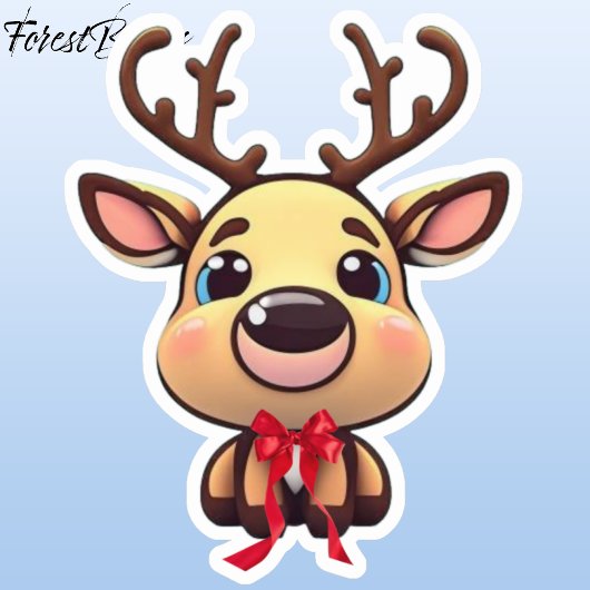 クリスマストナカイ、鹿と〔雄ジカの〕枝角、漫画グラフィック シール