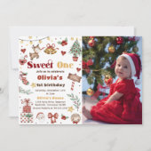 クリスマストナカイSweet One 1st Birthday Photo 招待状 (正面)