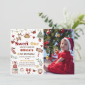 クリスマストナカイSweet One 1st Birthday Photo 招待状 (スタンド正面)