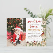 クリスマストナカイSweet One 1st Birthday Photo 招待状 (スタンド正面)