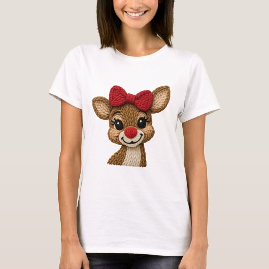 クリスマストナカイTシャツ – かわいいルドルフ風 Tシャツ (正面)