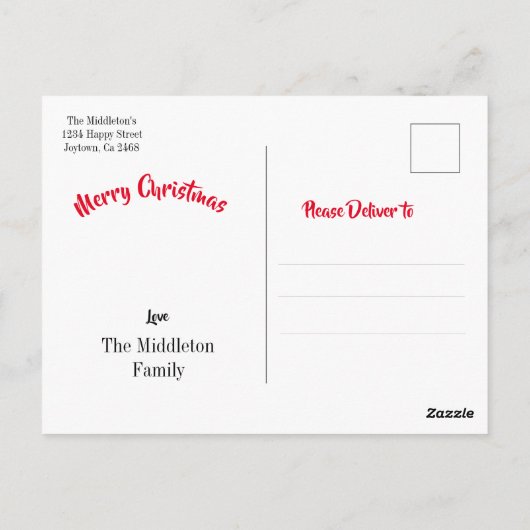 クリスマストナディアおもしろいホリデーパーソナル ポストカード (裏面)