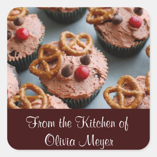 クリスマストナディアカップケーキホリデーシール スクエアシール (正面)