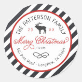 クリスマストナディアサークル差出人住所ラベル ラウンドシール (正面)