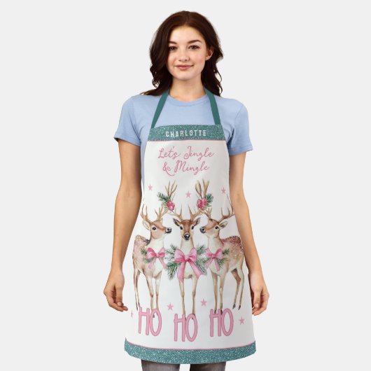 クリスマストナディアジングルパーソナライズされたング エプロン (着用した状態)