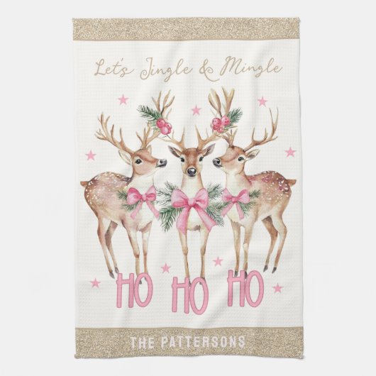 クリスマストナディアジングルパーソナライズされたング キッチンタオル (縦)