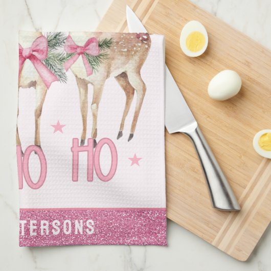 クリスマストナディアジングルパーソナライズされたング キッチンタオル (四つ折り)