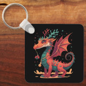クリスマストナディアドラゴン抽象芸術スタイリッシュ漫画 キーホルダー (正面)