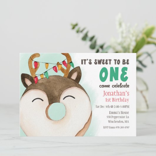 クリスマストナディアドーナツ誕生日パーティーの招待状 招待状 (スタンド正面)