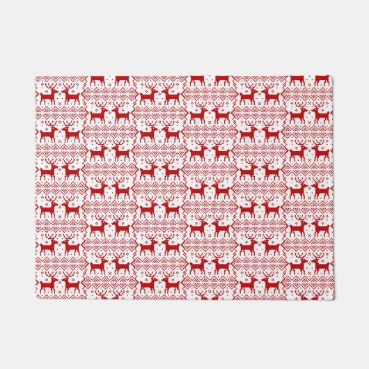 クリスマストナディアパターンウィンターテーマホリデイ ドアマット (正面)