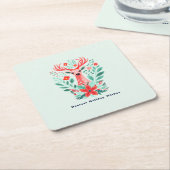 クリスマストナディアフローラミントホリデー スクエアペーパーコースター (アングル)