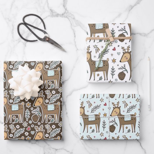 クリスマストナディアホリデーパターン ラッピングペーパーシート (正面)