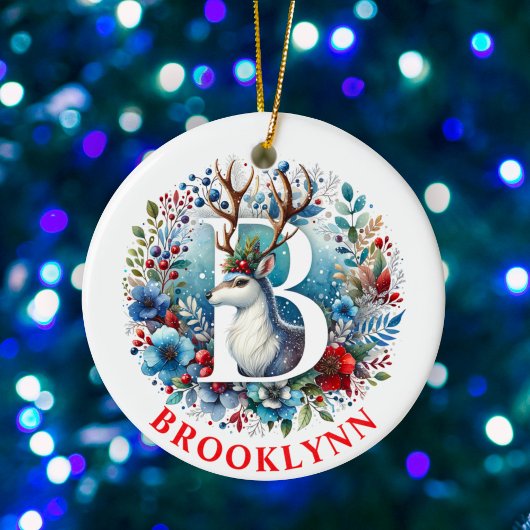 クリスマストナディアモノグラムレターB名前をカスタムする セラミックオーナメント