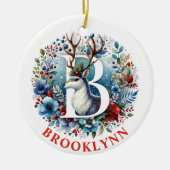 クリスマストナディアモノグラムレターB名前をカスタムする セラミックオーナメント (正面)