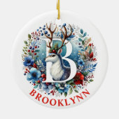 クリスマストナディアモノグラムレターB名前をカスタムする セラミックオーナメント (裏面)