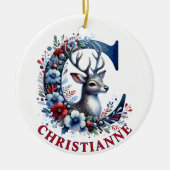 クリスマストナディアモノグラムレターC名前をカスタムする セラミックオーナメント (正面)