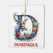 クリスマストナディアモノグラムレターD名前をカスタムする セラミックオーナメント (左)