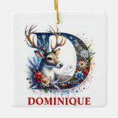 クリスマストナディアモノグラムレターD名前をカスタムする セラミックオーナメント (正面)