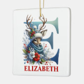 クリスマストナディアモノグラムレターE名前をカスタムする セラミックオーナメント (左)