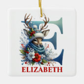 クリスマストナディアモノグラムレターE名前をカスタムする セラミックオーナメント (正面)