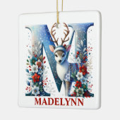 クリスマストナディアモノグラムレターM名前をカスタムする セラミックオーナメント (左)