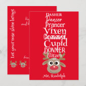 クリスマストナディアルドルフおもしろいかわいい赤 シーズンカード (正面/裏面)