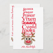 クリスマストナディアルドルフおもしろいキュートホワイト シーズンカード (正面/裏面)