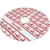 クリスマストナディアレッドホワイトスノーフレークホリデーブルー ブラッシュドポリエステルツリースカート (アングル)