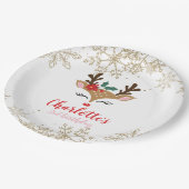 クリスマストナディア誕生日金ゴールド雪片 ペーパープレート (アングル)