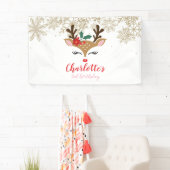 クリスマストナディア誕生日金ゴールド雪片 横断幕 (インサイチュ)