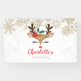 クリスマストナディア誕生日金ゴールド雪片 横断幕