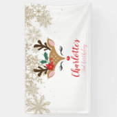 クリスマストナディア誕生日金ゴールド雪片 横断幕 (縦)
