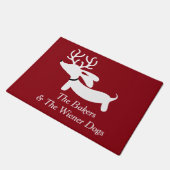 クリスマストナディナーダシュントWienerドッグドオーマド ドアマット (アングル)