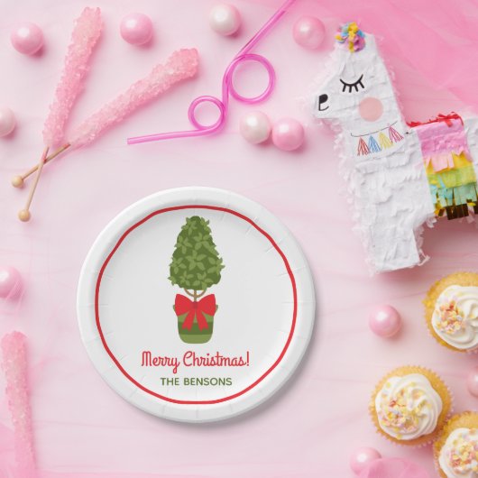 クリスマストピアリーパーソナライズされたパーティープレート ペーパープレート (パーティー)