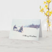 クリスマストボガンウィンタートボガニンスレディングおもしろい カード (黄色い花)