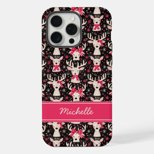 クリスマストラのトナカイ スマホケース|名前入り iPhoneケース (裏面)