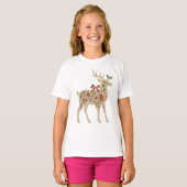 クリスマストラの花柄アート Tシャツ (正面フル)