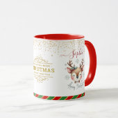 クリスマストラの顔 冬のギフト マグカップ (正面右)