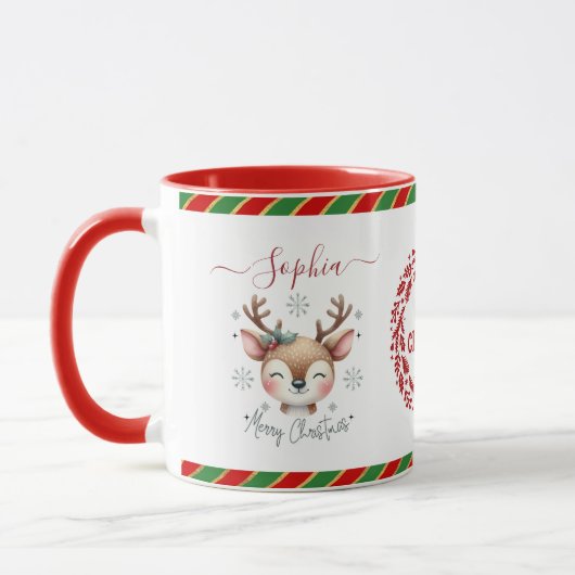 クリスマストラの顔 冬のギフト マグカップ (左)