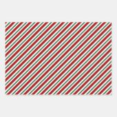 クリスマストライプスの赤緑白 ラッピングペーパーシート (正面3)