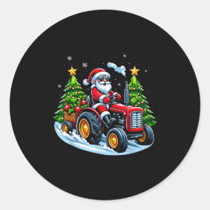 クリスマストラクターサンタXmas農場トラック男性少年K ラウンドシール