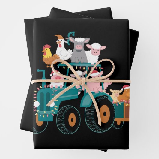 クリスマストラクターファームホおもしろいリデイ ラッピングペーパーシート (インサイチュ)