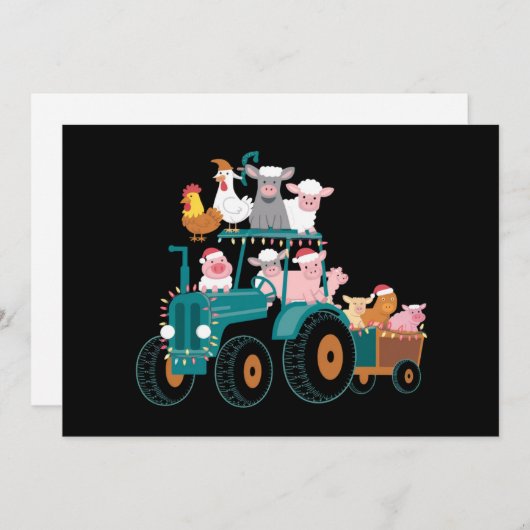 クリスマストラクター農場 ユーモアあふれるホリデーシーズン シーズンカード (正面/裏面)