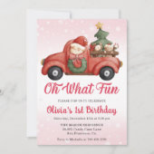 クリスマストラックああ何おもしろい誕生日パーティー 招待状 (正面)