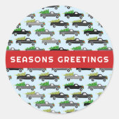 クリスマストラックかわいいカスタムクリスマスホリデーシーズン ラウンドシール (正面)