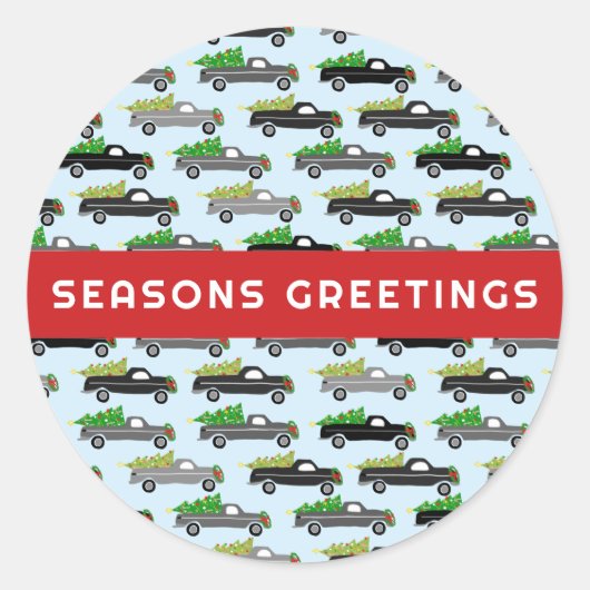 クリスマストラックかわいいカスタムクリスマスホリデーシーズン ラウンドシール (正面)