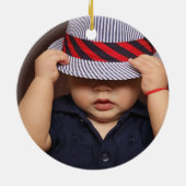 クリスマストラックかわいいクリスマスツリーのパーソナルブルー セラミックオーナメント (裏面)