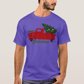 クリスマストラックとクリスマスツリーの家族 Tシャツ